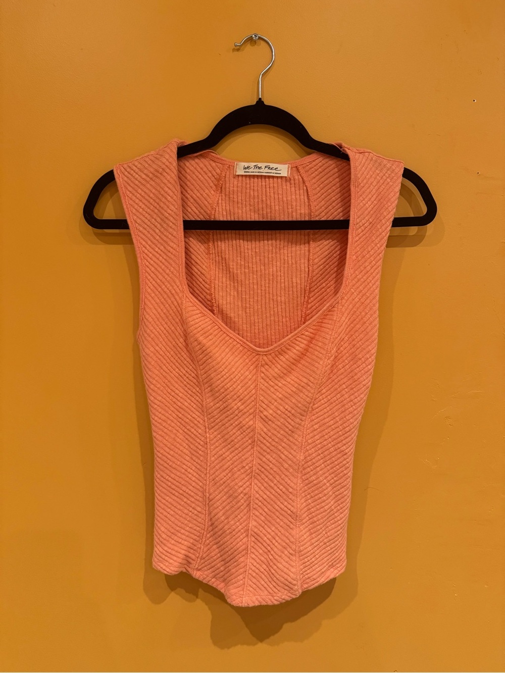 We The Free Peach Ribbed Scoop Tank